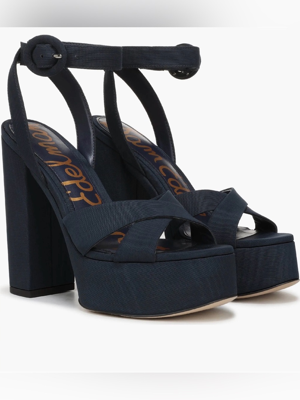 Sam Edelman Navy Savannah Platform Ankle-Strap Heels